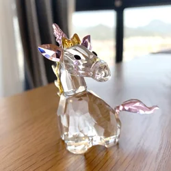 Crystal Lucky Angel Horse Figurine Glass Handmade Unicorn Animal Paperweight Collection Ornament Home Table Decor Kids Gifts