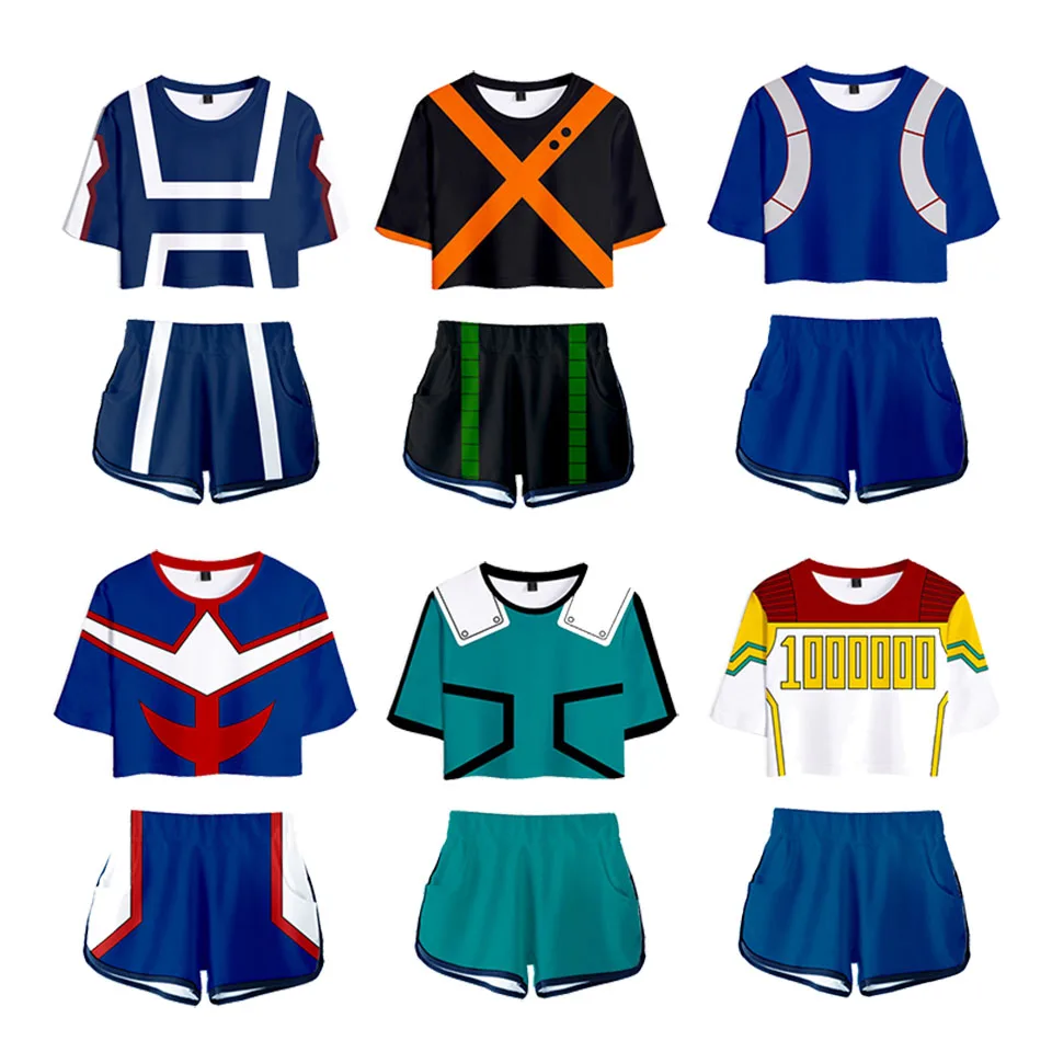 

Boku No Hero Academia Uniform Bakugou Katsuki/Iida Tenya/Todoroki Shouto Cosplay Costume My Hero Academia Sportswear Tops+shots