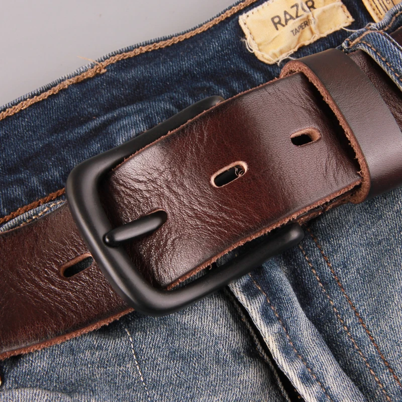 Handmade Retro Men's Leather Belt Simple Luxury Pin Buckle Jeans Belt Men's First Layer Cowhide Casual Belt Authentic