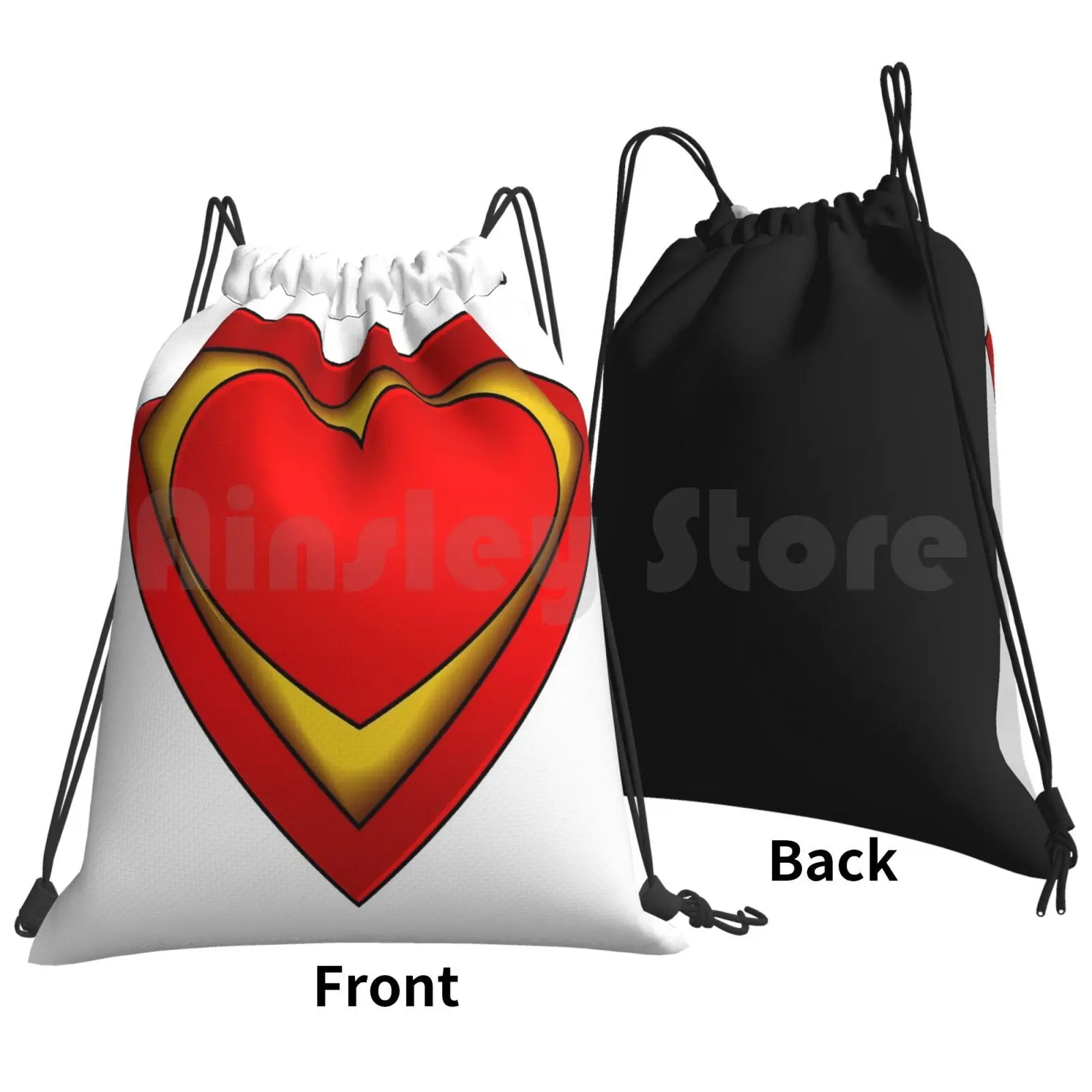 Superhero With Heart Backpack Drawstring Bags Gym Bag Waterproof Hero Movie Superhero Heart Love People