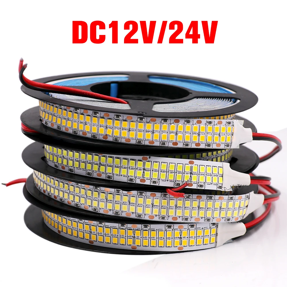 Alta qualidade 2835 luz de tira led 5m 10m 20m à prova dwaterproof água fita led diodo 120/240/480 leds/m flex led luz listra 12v 24v