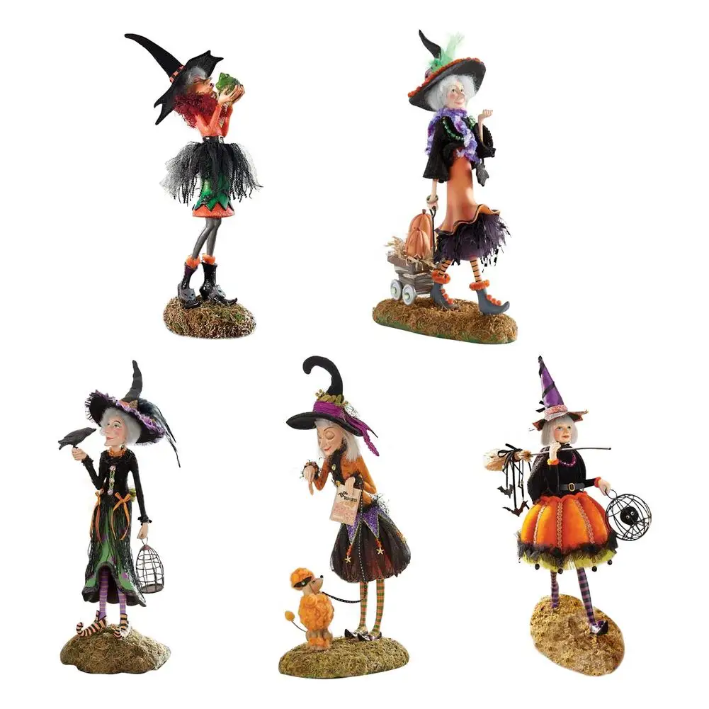 Halloween Resin Witch Figures Decor Lovely Witch Toy Collectibles Doll Bedroom Desktop Charming Doll Decoration Ornaments