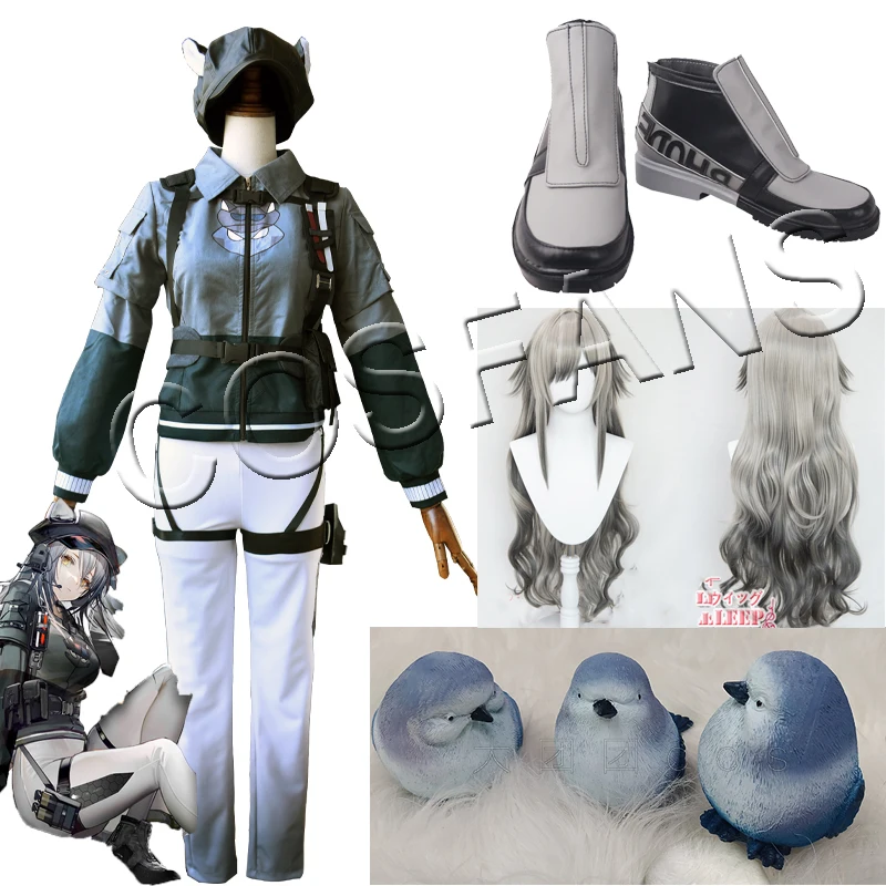 Anime! Arknights Schwarz RHODES ISLAND Skyline Battle Suit Elegant Uniform Cosplay Costume Outfit For Women Halloween wig shoes