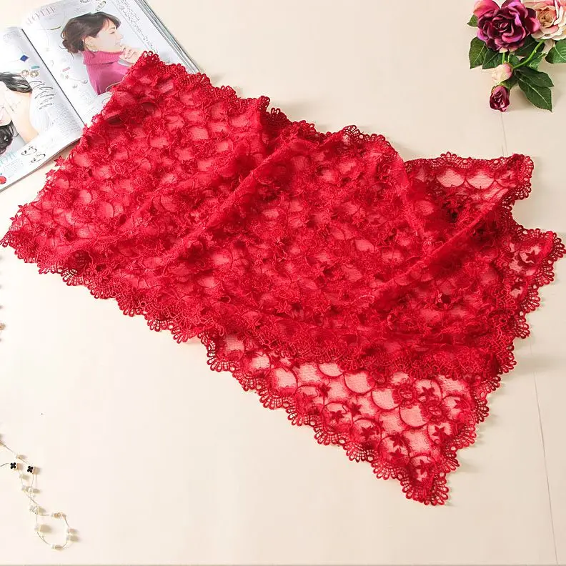 Women's Scarf Fashion High-End Water-Soluble Lace Scarf Solid Color Wedding Shawl Match With cheongsam Or Used As Headscarf