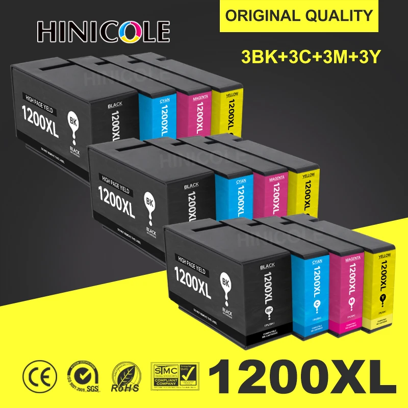 Hinicool-cartucho de tinta de inyección de tinta Compatible con Canon, PGI-1200, PGI, 1200, 1200XL, Color Premium, MAXIFY, MB2020, MB2120, MB2320