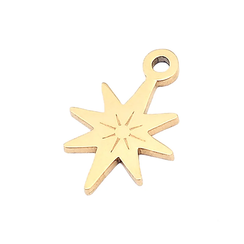 Miasol 2 Pcs 8*12mm Steel Color Cast 316L Stainless Steel Star Charms Pendants Pendulum With Star For Diy Jewelry Making