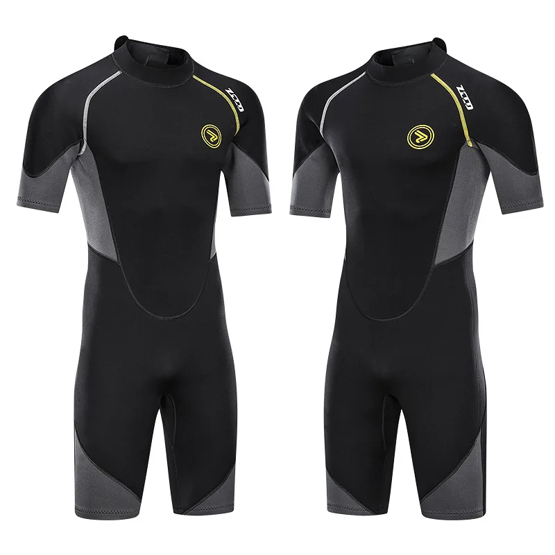 1.5mm Men's One-piece Short Sleeve Diving Suit Sun-resistant Warm Surfing Deep Diving Wetsuit Scuba Snorkeling Suit Swimsuit