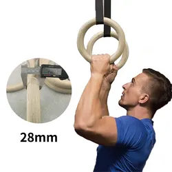 28mm Birch Gymnastics Rings With Adjustable 4m Straps Max Load 350kg For Home DIY Gym Pull-ups Exercise Back Muscle And Shoulder