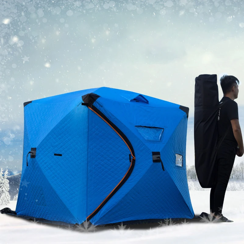 Automatic Ice Fishing Cotton Thickened Winter Outdoor Camping, Warm Snow-proof and Cold Protection Tent, 2-3 Person Use