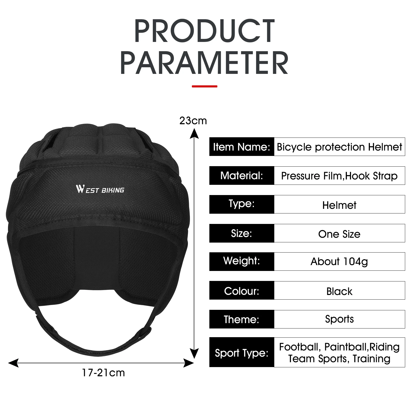 WEST BIKING Soft Helmet Rugby Helmet Headguard Headgear for Soccer Scrum Cap Head Protector Soft Protective Helmet for Men