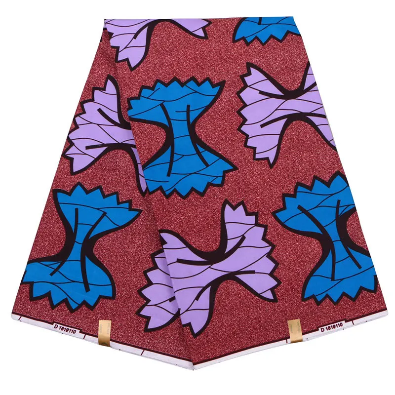 

2019 New Fashion Arrivals African Wax Fabric Pink & Blue Bow Printed African Wax Printed Dark Red Fabric 6Yards