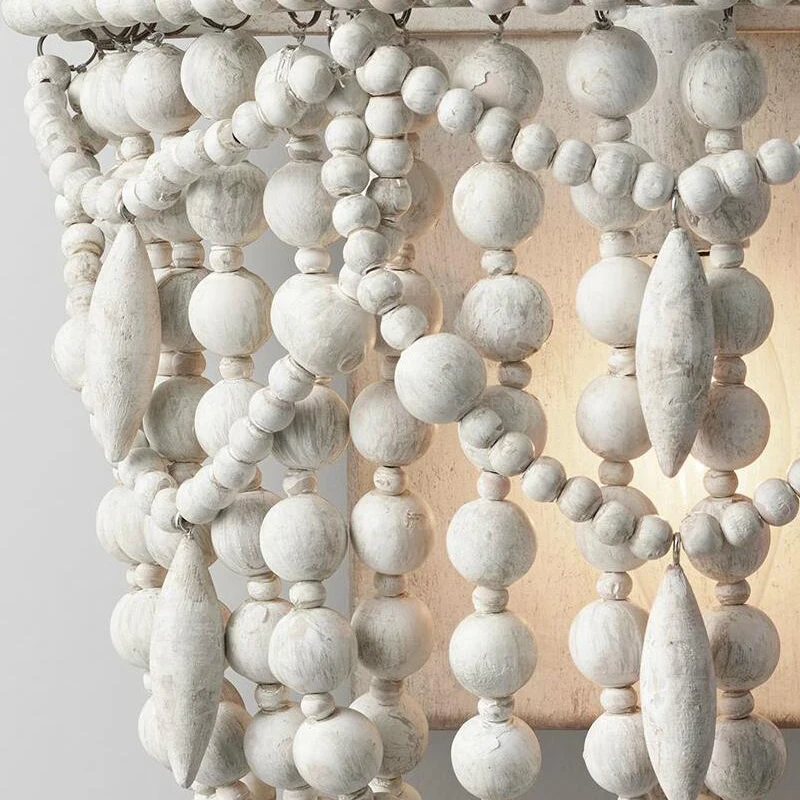 Anselme sconce Vintage antique wall lamp white wooden bead light american farmhouse hallway corridor babys room loft wall lamp image 5
