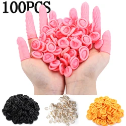 Guantes protectores desechables para las yemas de los dedos, manoplas de goma antideslizantes para cubrir los dedos, herramientas duraderas en negro/rosa/blanco/amarillo/naranja, 100 uds.