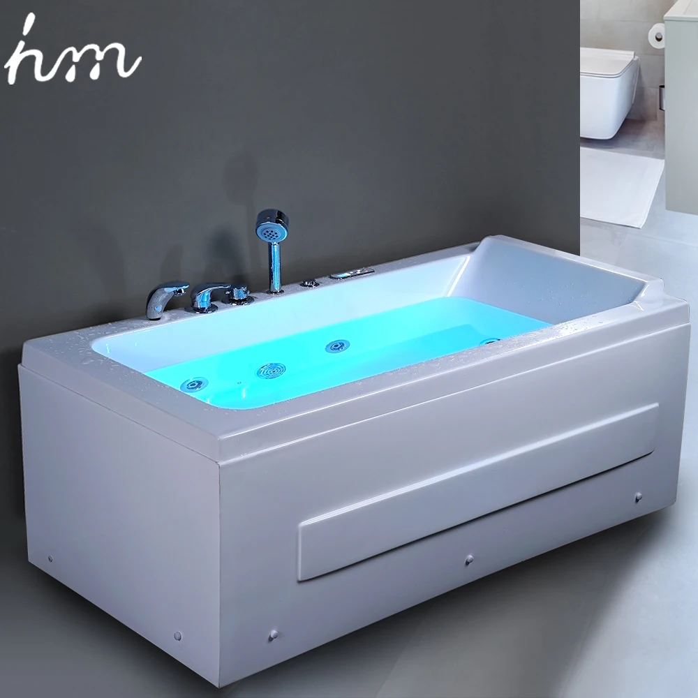 hm LED Shower Bathtub Color Bath Hydromassage Tub Acrylic Surfing Massage Square Bathtub Free Standing
