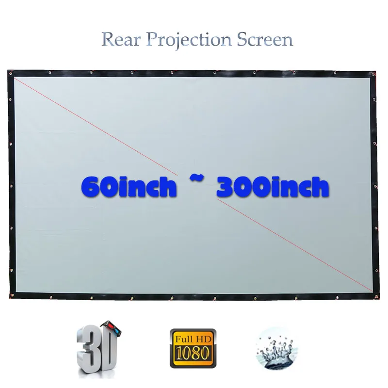 High Gain Rear Projector Screen Fabric No Frame PVC Pantalla Proyector Curtain 16:9/4:3 Optional for Home Theater Outdoor 3D 4K