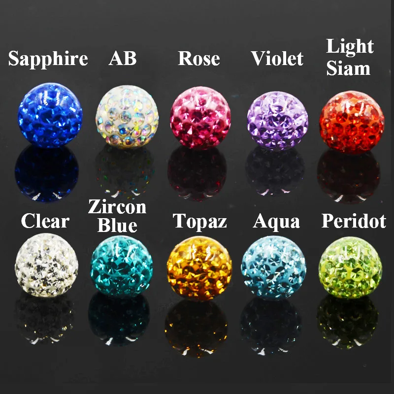 1PC 16g&14g Epoxy Crystal Ferido Ball Replacement Ball Piercing Accessories for Labret Nose Tragus Navel Lip Earring New Jewelry