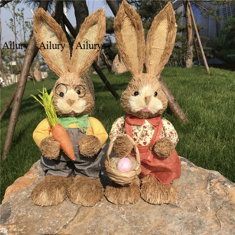 

Easter Bunny Nordic Garden Handcrafted Large Grass Rabbit Balcony Decoration Home Ornaments,Cute Little Things