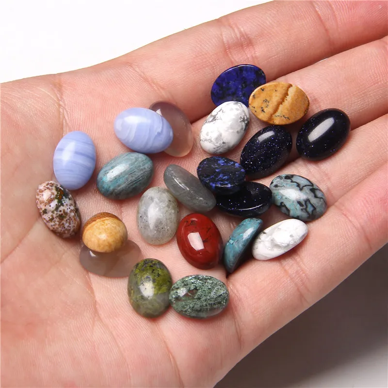 10pcs/lot Natural Stone Cabochon 8-25MM Tiger Eye Agat Oval Cameo Fit DIY Ring Earring Bracelet Necklace Making Jewelry Finding