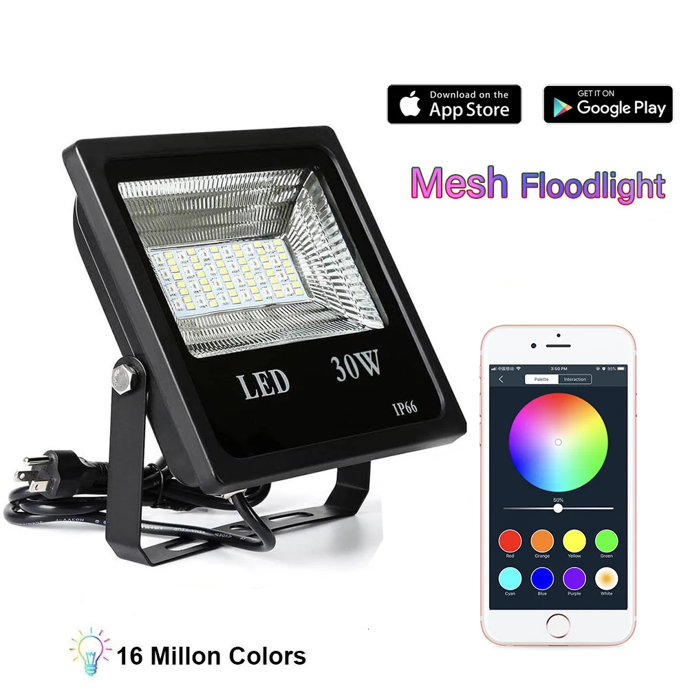 

10pcs Led Floodlight 30w Rgbw Outdoor Waterproof Project Lamp Bluetooth Mesh Intelligence Music Extensive Light