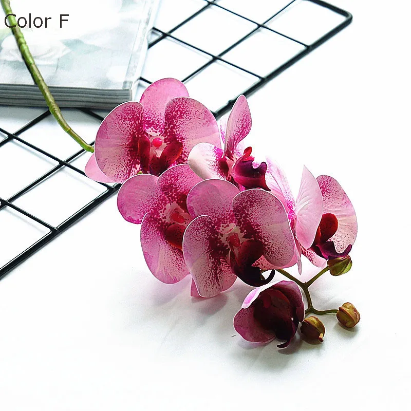 NEW real touch plastic Orchid branch Artificial Flowers fake Butterfly   Orchid for Home Wedding Decoration flores artificiais