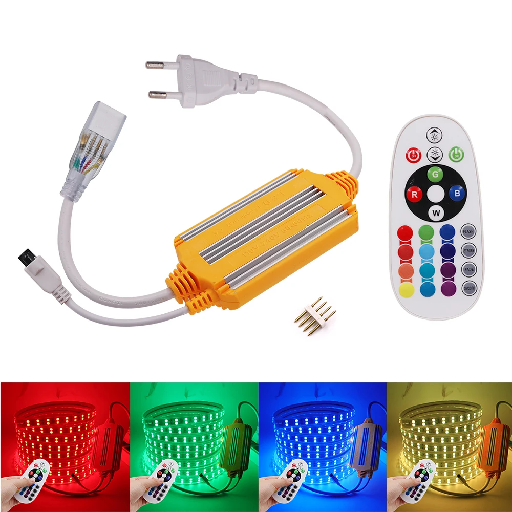 1500W Waterproof LED RGB Controller With 24 Keys IR Remote for 2835 5050 RGB LED Tape or Neon Light EU Plug