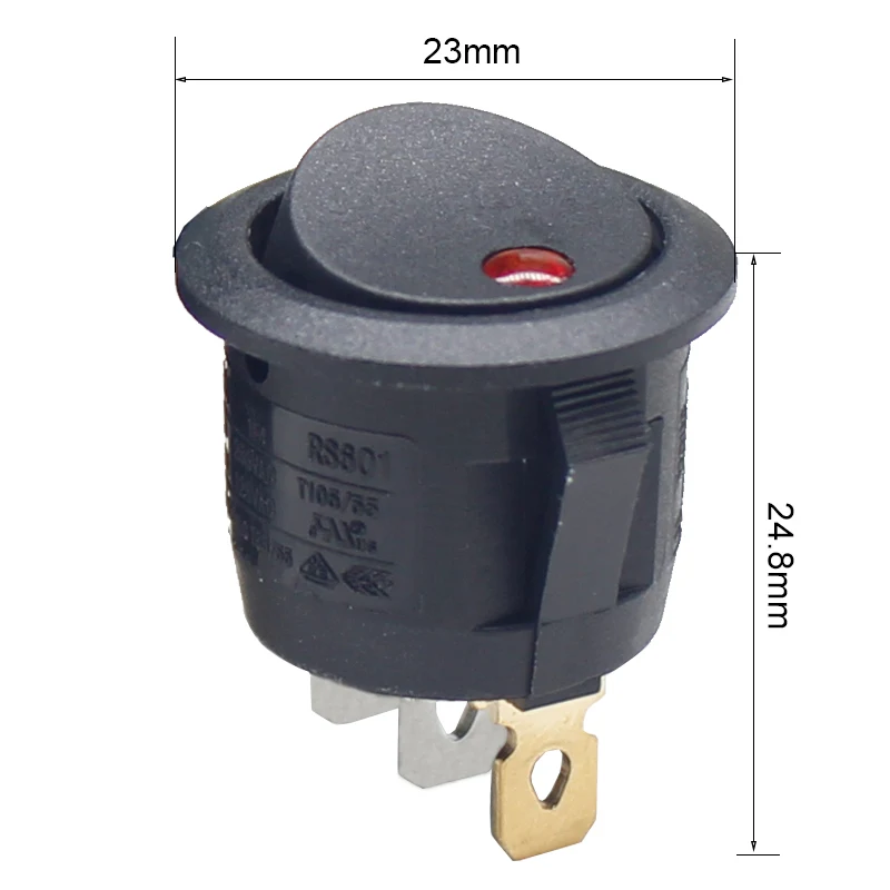 ON/OFF 12V Sakelar Dot Rocker Bundar Sakelar Toggle Lampu LED Tahan Air