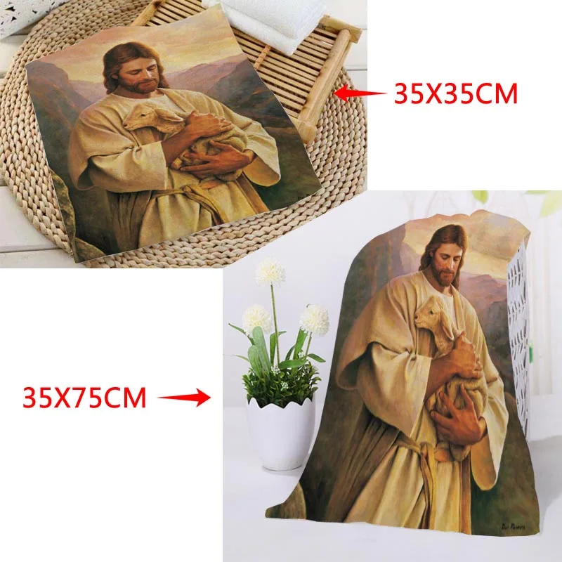 New arrival Custom Mercy of Jesus Printed Face Towel Microfiber Fabric Square rectangle Towels Size 35x35cm 35x75cm