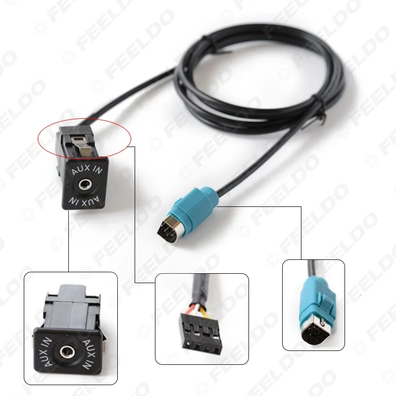 FEELDO-Adaptador de Cable auxiliar para coche Alpine KCE-422I KCE236B, Conector de Audio USB, arnés de cables auxiliar