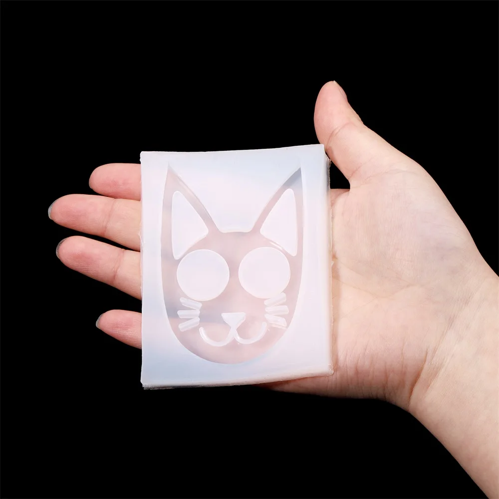 Cat Head Heart Keychain Mold Epoxy Jewellery Silicone Mold For DIY Handmade Keychain Pendant Resin Crafting Mold