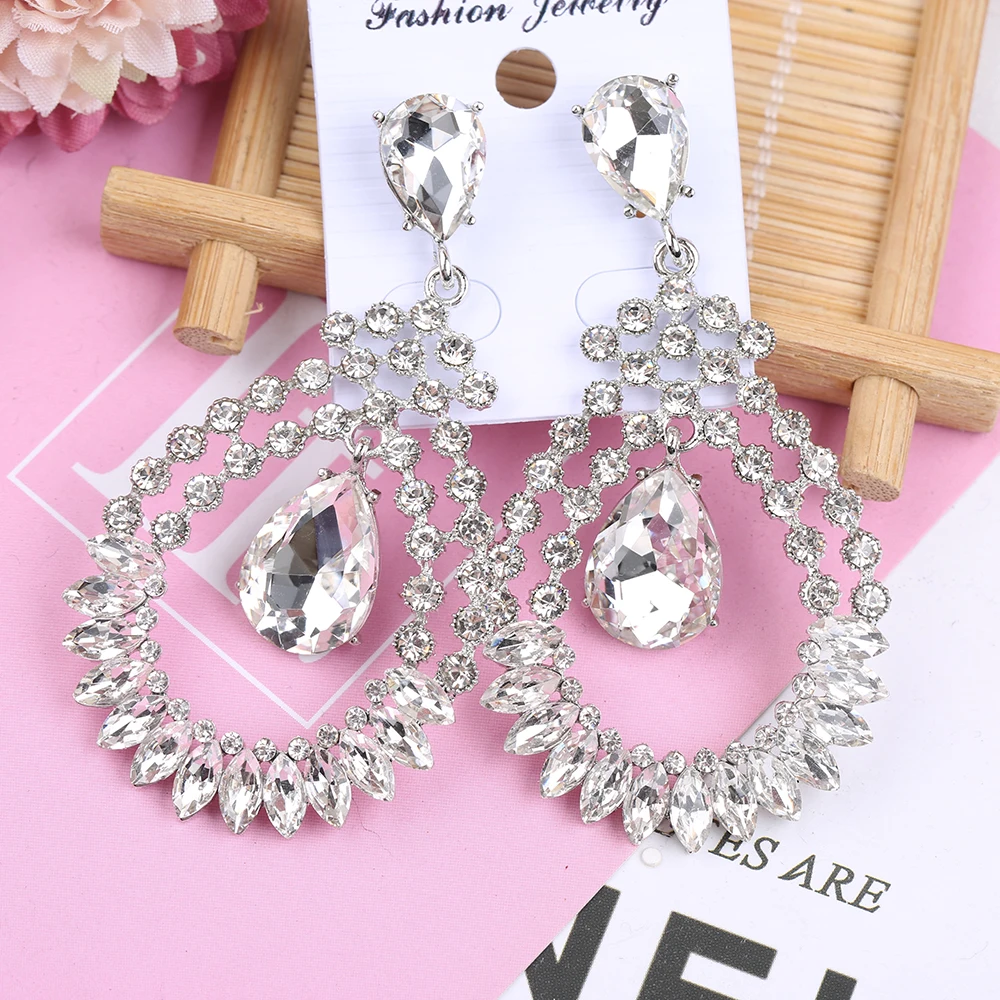 VEYO Hollow out Crystal Dangle Earrings for Women Luxury wedding Rhinestone Earrings Fashion Jewelry Gift