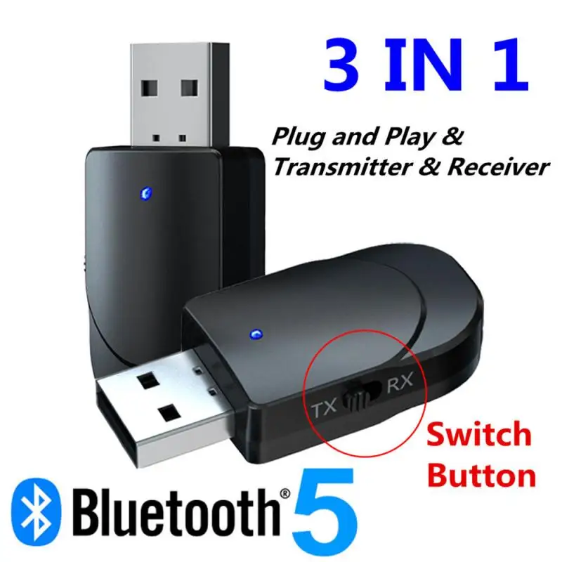 KN330 Bluetooth 5.0 Audio Transmitter Receiver Adapter Two-in-One USB Computer TV Adapter Car Dual Output