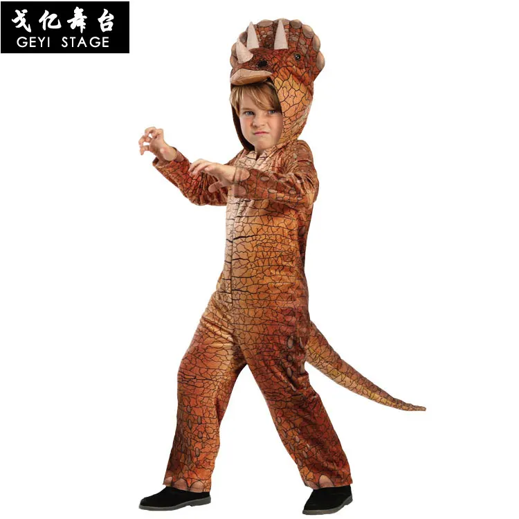 Halloween Children's Day School Performance Animal Costume Baby Toddler Orange Dinosaur Triceratops Dress Up Costume