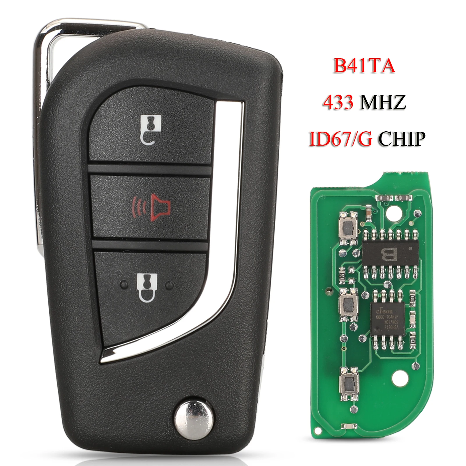 Jingyuqin Fernbedienung Auto Schlüssel Alarm 433 MHZ G/67 Chip Upgrade Für Toyota Corolla Etios 2017 Hilux Prius 2 Vios Yaris 2006-2009 B41TA