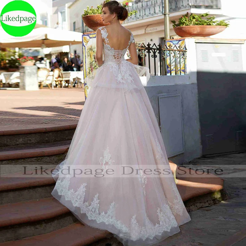 Vestido De Novia De estilo bohemio, Apliques De encaje rosa con traje De Novia, línea A, Boda, fiesta, 2021