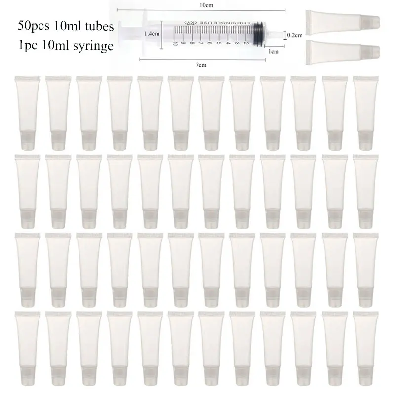 Empty Lip Gloss Tubes with Syringe Clear Soft Lip Gloss Container Refillable Lipgloss Tubes for DIY Cosmetic Makeup