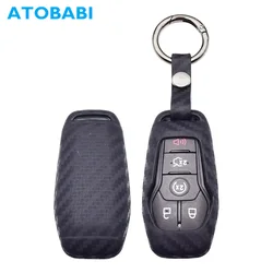 Silicone Car Key Cases Carbon Fiber Style Remote Control Protector Cover For Ford Edge Explorer Fusion Mustang F-150 F-450 F-550