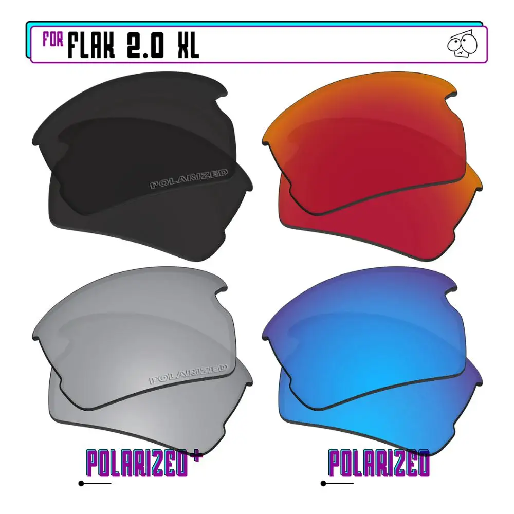 

EZReplace Polarized Replacement Lenses for - Oakley Flak 2.0 XL Sunglasses - BkSrP Plus-RedBlueP