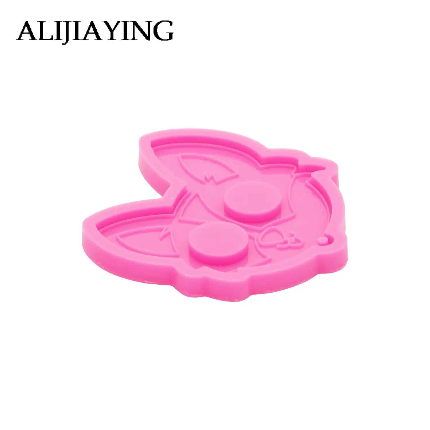 DY1045 Shiny Fox Head Self-defense Keychain Pendant Resin Molds, Epoxy Clay Polymer Mould, Mold Resin Craft Silicone