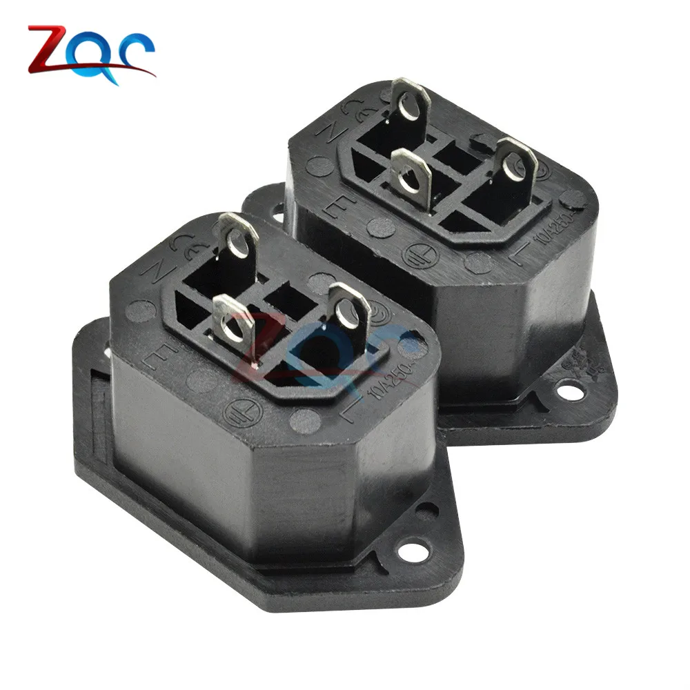 Chassis Female 15A/250V 3PIN 05231 AC IEC C13 C14 Inline Socket Plug Adapter Mains Power Connector Power Supply Output Outlet