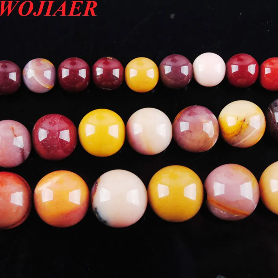 WOJIAER Natural Stone 6 8 10mm Round Beads For Jewelry Making 15.5Inches BY905