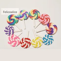 8pcs Multicolor Rainbow Clay Lollipops Photography Decor Simulation Fake Props Food Model Dessert Table Snack Decoration