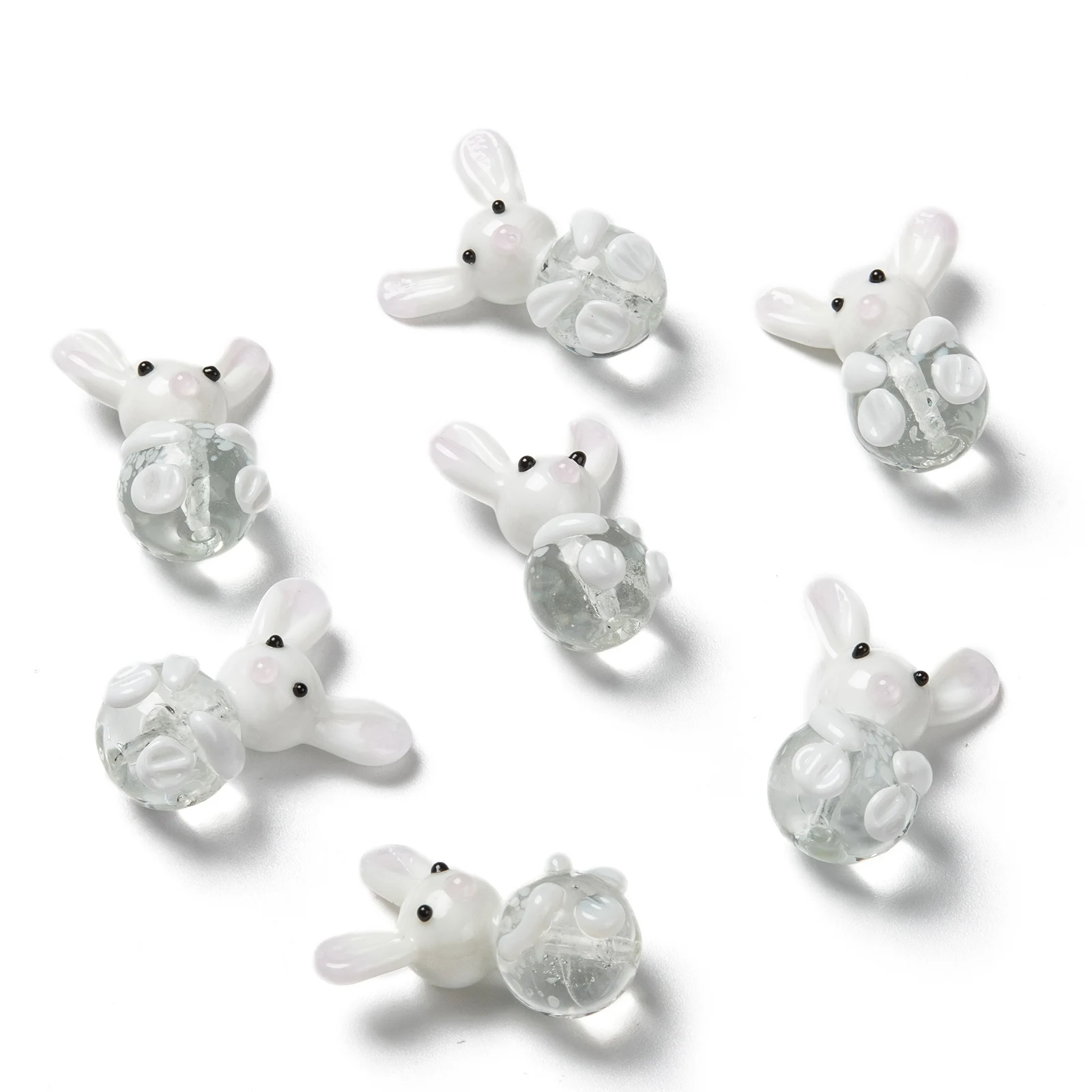 10Pcs Handmade Rabbit Lampwork Beads Cute Animal Glass Loose Bead For Bracelet Necklace DIY Jewelry Making Findings 25x28mm