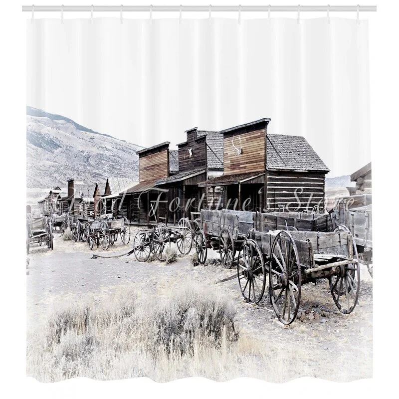 Western Old Wooden Wagons From Ghost Town Antique Wyoming Wheels Art Shower Curtain