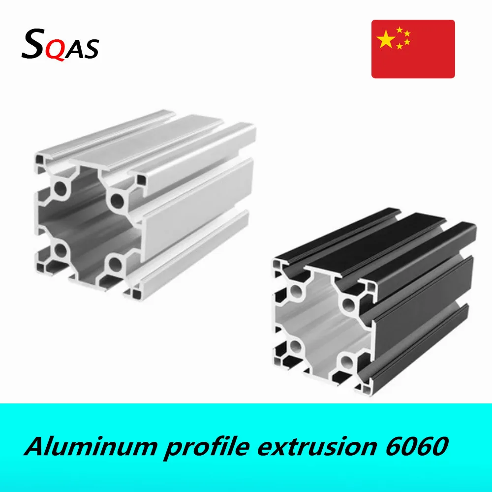 

Free shipping via UPS/Fedex/TNT Aluminum profile extrusion 6060 500mm-1500mm silver /black European Standard 60mmx60mm for CNC