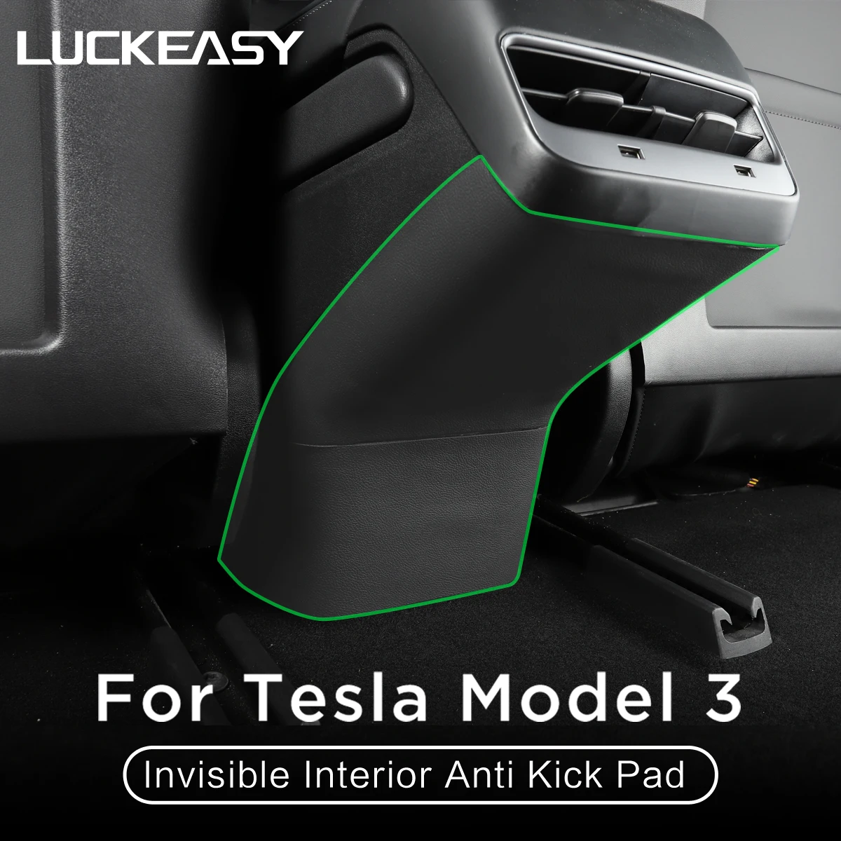 LUCKEASY Für Tesla Model 3 Unsichtbare Autotürschwelle Anti-Kick-Pad-Schutz Seitenrandfolie Modell 3 2017–2023 Schutzaufkleber