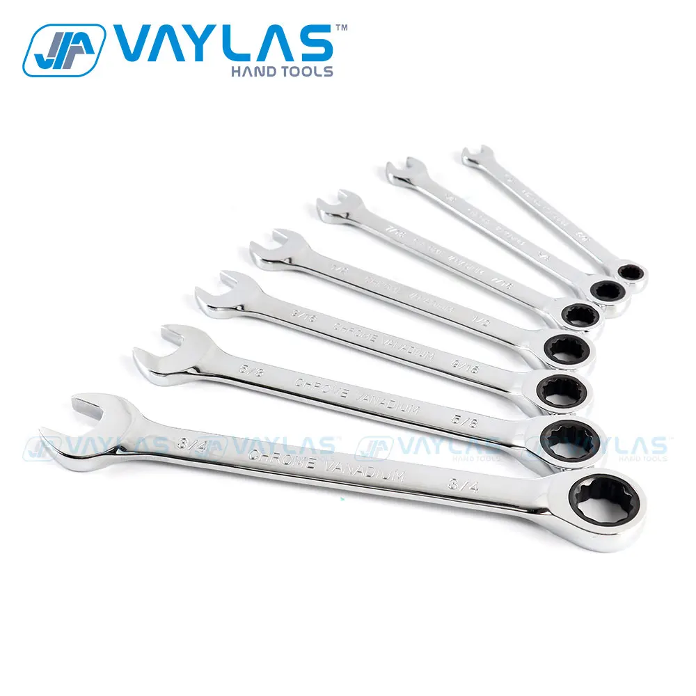 20pcs Ratchet Key Wrench Set Imperial & Metric Spanner Tools Set Mirror Polish 72T Ratcheting Fixed Head Hand Tools for Repair