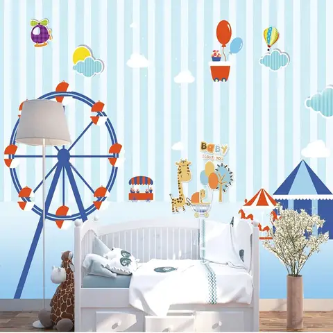 Photo Wallpaper 3D Modern Children's Mural Bedroom Cartoon Stickers Papel De Parede Infantil For Kids Room Tapety
