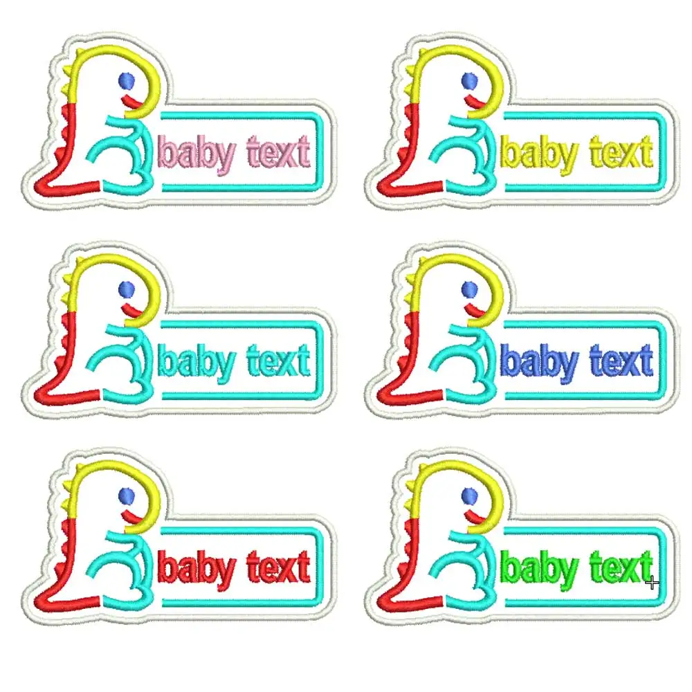 Custom Kindergarten Baby Name Patch Cute Dinosaur Embroidery Iron on backing Sewing Craft Garment for DIY Accessories Supplies