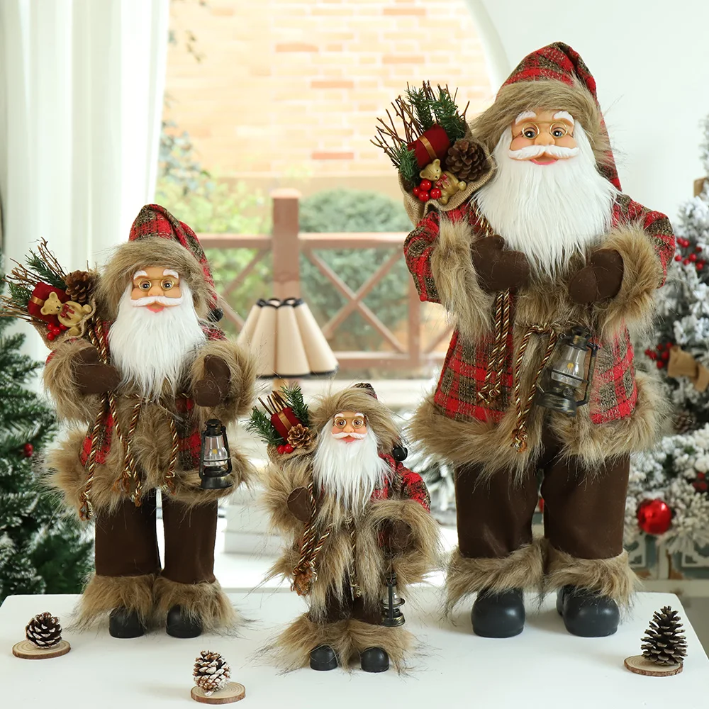 1Pcs 30/45cm Santa Claus  Christmas Decorations New Year Gift Santa Doll High Grade Navidad Home Ornaments Children Gifts