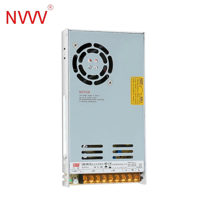 Imagem -02 - Nvvv Lrs350w 12v 29a Ultra-fino Ajustável Fonte de Alimentação de Comutação com Ventilador de Refrigeração ac para dc 12v 24v Única Saída Lrs-35024